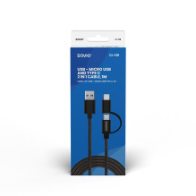 Savio CL-128 USB cable USB 2.0 1 m USB A USB C / Micro-USB A Black