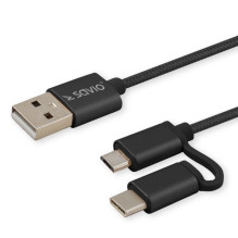 Savio CL-128 USB cable USB 2.0 1 m USB A USB C / Micro-USB A Black