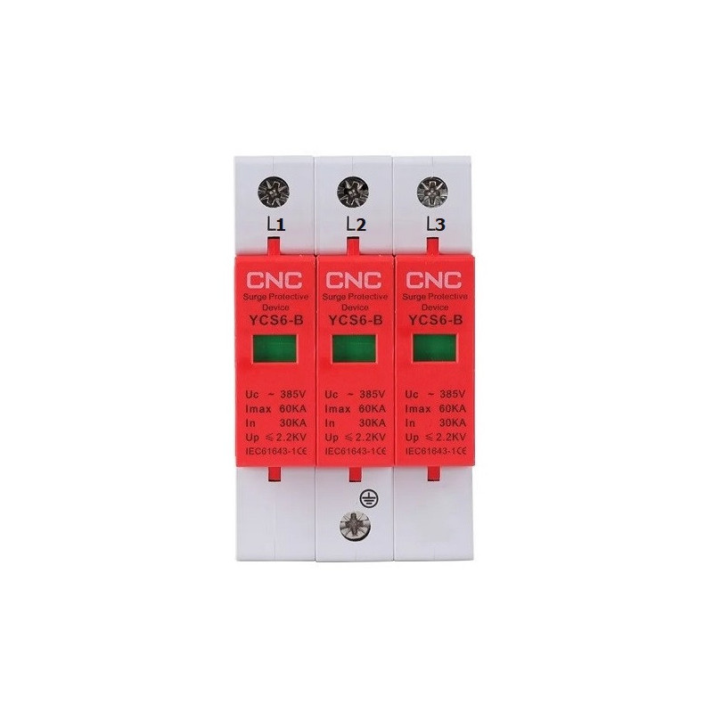 Surge Protection Device, 3P, Class B, 30-60 kA, 385VAC