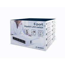 GEMBIRD 5 PORT GIGABIT LAN JUNGIKLIS BALTAS