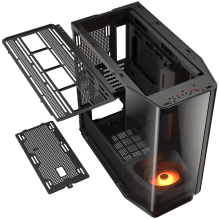 COUGAR | FV270 Black | PC Case | Mid tower / Tempered, Curved Glass Perimeter / Quick Detachable Air Filters / Up to 9 F
