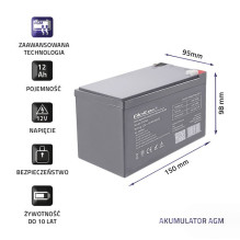 Qoltec 53049 AGM baterija, 12V, 12Ah