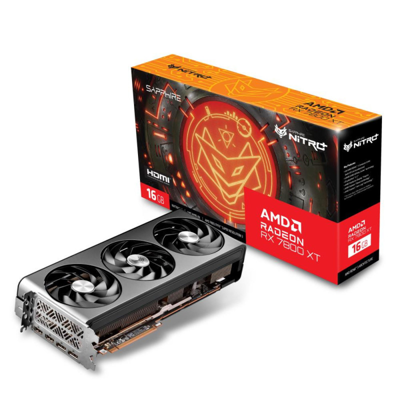 Graphics Card, SAPPHIRE, AMD Radeon RX 7800 XT, 16 GB, GDDR6, 256 bit, PCIE 4.0 16x, 2xHDMI, 2xDisplayPort, 11330-01-20G