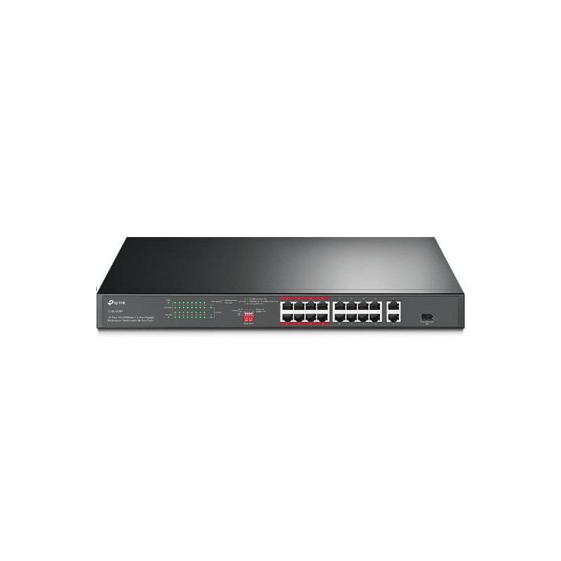 Switch, TP-LINK, TL-SL1218P, Desktop / pedestal, 16x10Base-T / 100Base-TX, PoE+ ports 16, TL-SL1218P