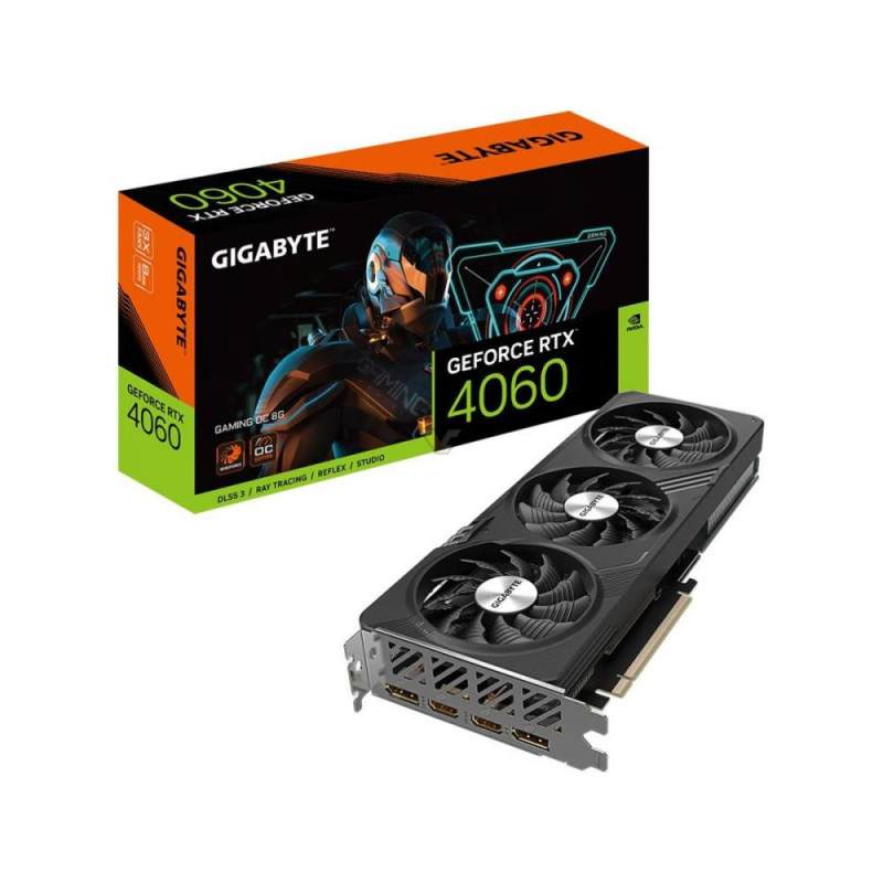 Graphics Card, GIGABYTE, NVIDIA GeForce RTX 4060, 8 GB, GDDR6, 128 bit, PCIE 4.0 16x, Dual Slot Fansink, 2xHDMI, 2xDispl