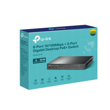 Switch, TP-LINK, TL-SL1311P, Desktop / pedestal, 8x10Base-T / 100Base-TX, 1xSFP, 2xRJ45, PoE+ ports 8, 65 Watts, TL-SL13