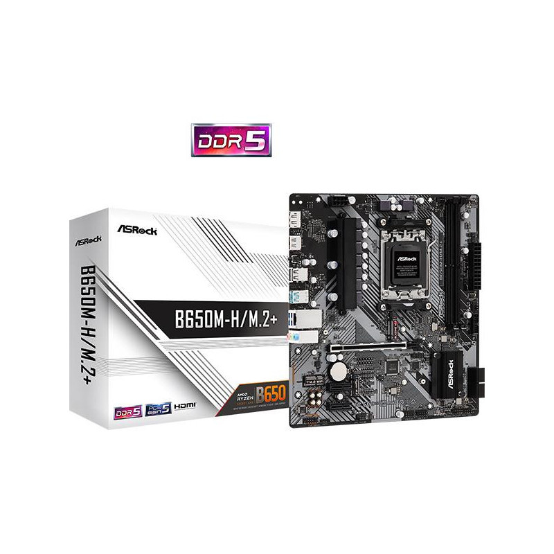 Mainboard, ASROCK, AMD B650, SAM5, Micro-ATX, Memory DDR5, Memory slots 2, 1xPCI-E, 2xPCI-Express 4.0 1x, 1xPCI-Express 