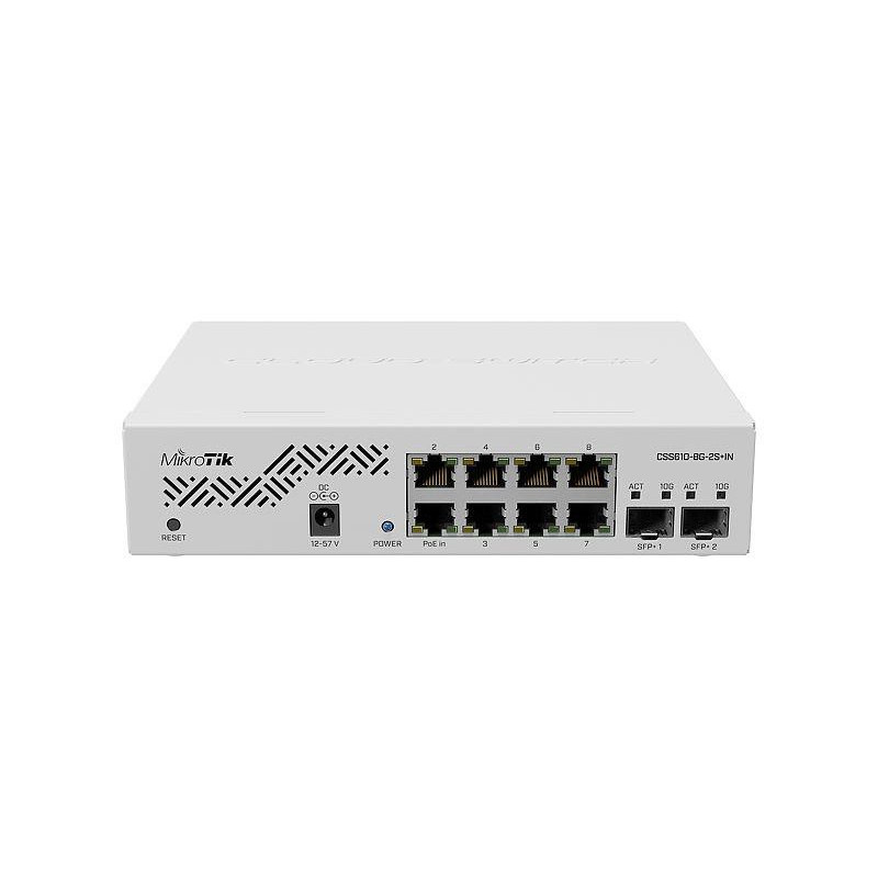 Switch, MIKROTIK, CSS610-8G-2S+IN, Desktop / pedestal, 8x10Base-T / 100Base-TX / 1000Base-T, 2xSFP+, CSS610-8G-2S+IN