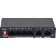 Switch, DAHUA, PFS3006-4GT-60, 6x1000Base-T, PoE ports 4, 60 Watts, PFS3006-4GT-60-V2