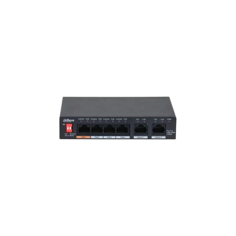 Switch, DAHUA, PFS3006-4GT-60, 6x1000Base-T, PoE ports 4, 60 Watts, PFS3006-4GT-60-V2