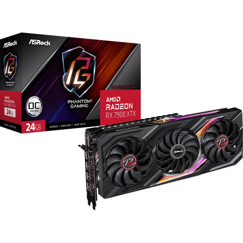 Graphics Card, ASROCK, AMD Radeon RX 7900 XTX, 24 GB, GDDR6, 384 bit, PCIE 4.0 16x, 1xHDMI, 3xDisplayPort, RX7900XTXPG24