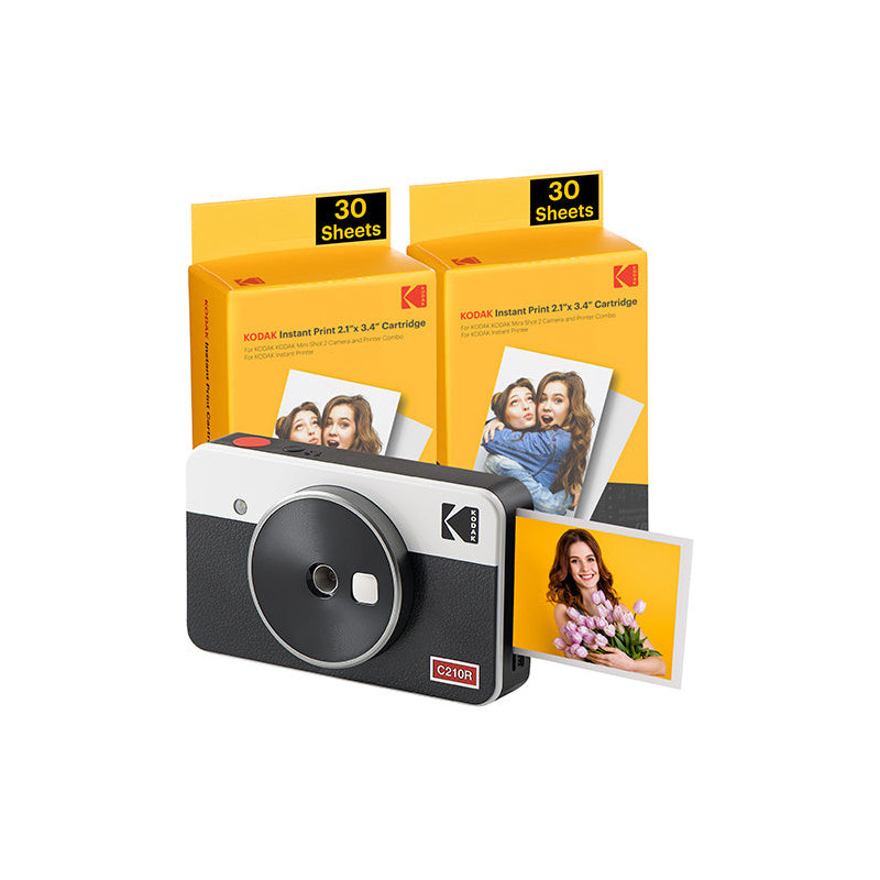 Kodak Mini Shot 2 Retro C210rw Portable Wireless Camera and Photo Kit 2.1x3.4 White