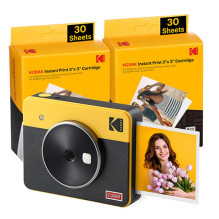 Kodak Mini Shot 3 Retro C300ry60 nešiojamas momentinis fotoaparatas ir nuotraukų spausdintuvo rinkinys 3x3 geltona