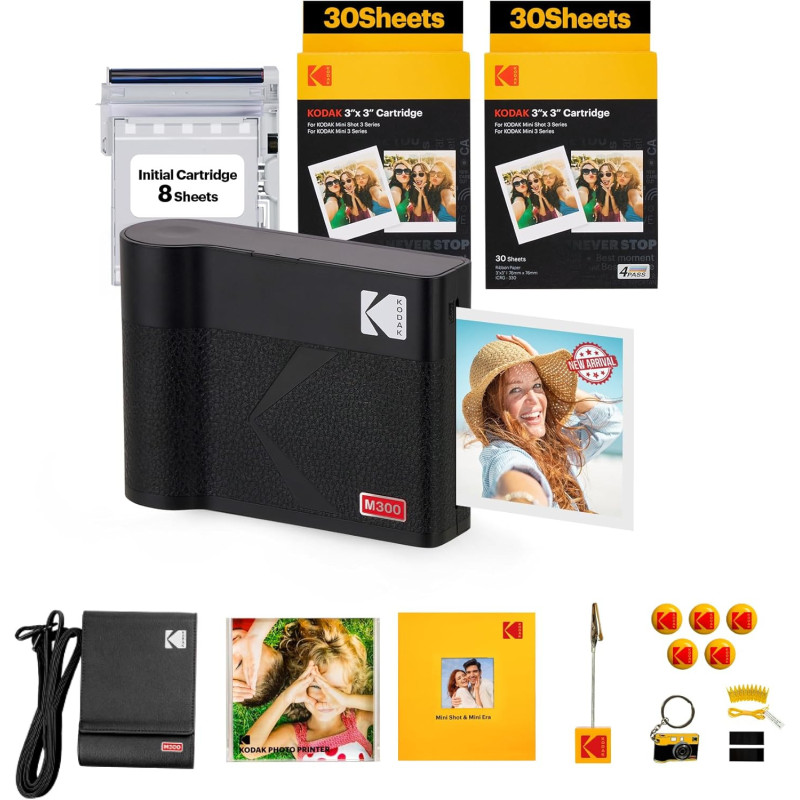 Kodak Mini 3 Era Black 3x3 + 60 Sheets + Accessories Set
