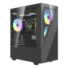 Aigo E330M computer case + 4 argb fans (black)