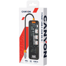 CANYON šakotuvas DS-13 7in1 4k USB-C permatomas erdvės pilkas