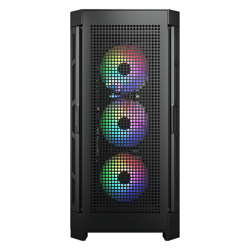 COUGAR DUOFACE PRO RGB Black, Mid Tower, 3x 120 ARGB Fans, RGB Button, Tempered Glass, Mini ITX / Micro ATX / ATX / CEB 