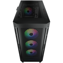 COUGAR DUOFACE PRO RGB juodas, vidurinis bokštas, 3 x 120 ARGB ventiliatoriai, RGB mygtukas, grūdintas stiklas, mini ITX