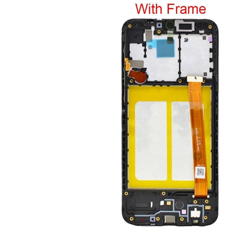 LCD screen Samsung A202 A20e 2019 with touch screen and frame black original (service pack)