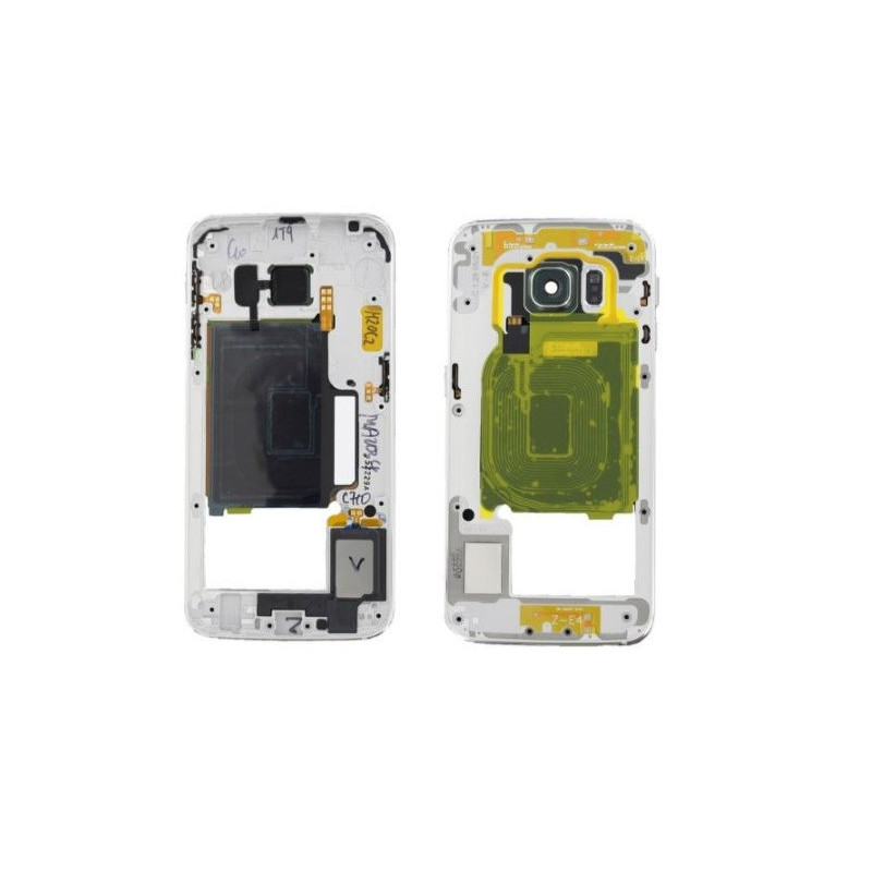 Middle housing Samsung G925F S6 Edge silver (green) with buzzer and sides buttons original (service pack)