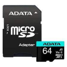 MEMORY MICRO SDXC 64GB W / ADAP. / AUSDX64GUI3V30SA2-RA1 ADATA