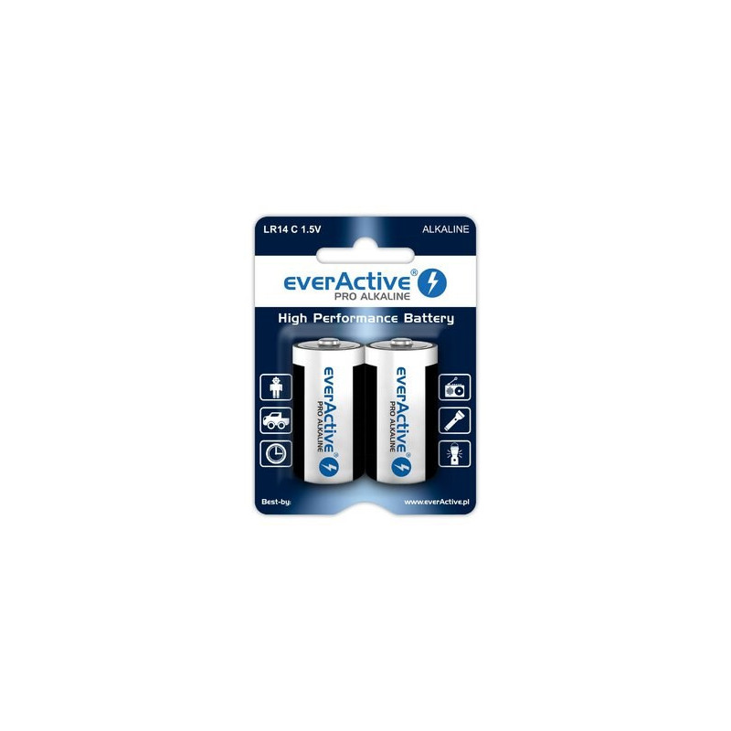 Šarminės baterijos everActive Pro Alkaline LR14 C - lizdinė plokštelė - 2 vnt