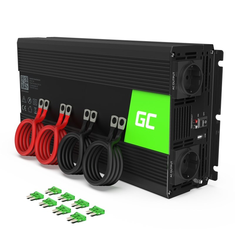 Green Cell INV15 maitinimo adapteris / inverteris Auto 3000 W Black