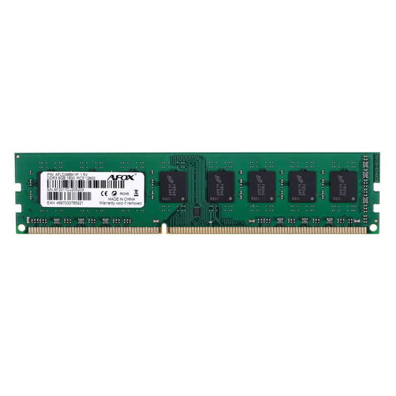 AFOX DDR3 8G 1600 UDIMM atminties modulis 8 GB 1 x 8 GB 1600 MHz