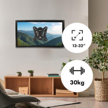 Maclean MC-415 TV Monitor Wall Mount 13&quot;-32&quot; 30kg Tilt Rotate max. VESA 100x100 30kg Black Slim Universal Powd