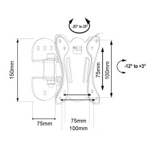 Maclean MC-415 TV Monitor Wall Mount 13&quot;-32&quot; 30kg Tilt Rotate max. VESA 100x100 30kg Black Slim Universal Powd