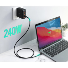 AUKEY CB-SCC241 USB-C maitinimo tiekimas PD 240W 5A 20V 1m nailono juoda