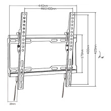 Maclean TV MC-412 Wall Mount Bracket 32&quot;-70&quot; VESA 400x400 45kg Tilting Universal Adjustable Spirit Level Mount