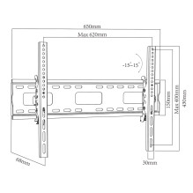 Maclean TV MC-421 sieninis laikiklis 32&quot;-90&quot; VESA 600x400 80kg pakreiptas universalus reguliuojamas gulsčiukas