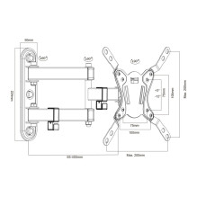 Maclean MC-418 TV Monitor Full Motion Wall Mount 23&quot;-43&quot; 30kg max VESA 200x200 Black Tilting Rotating Adjustab