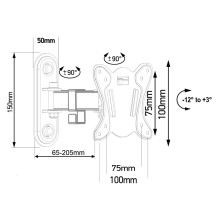 Maclean MC-416 TV Monitor Wall Mount 13&quot;-32&quot; 30kg Tilt Rotate max. VESA 100x100 Black Powder Coating LED OLED 