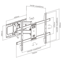 Gembird WM-80ST-02 Viso judesio televizoriaus sieninis laikiklis, 37–80 colių (60 kg)