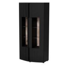 Cama 2D display cabinet MICHELLE 86x35-47xH180 black / viking oak