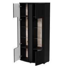 Cama 2D display cabinet MICHELLE 86x35-47xH180 black / viking oak