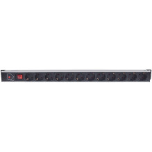 Intellinet Vertical Rackmount 12-Way Power Strip - German Type, With On / Off Switch and Overload Protection, 1.6m Power