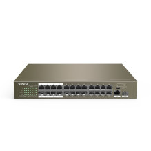 Tenda TEF1126P-24-250W network switch Unmanaged Fast Ethernet (10 / 100) Power over Ethernet (PoE) Grey