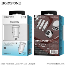 Automobilinis įkroviklis Borofone BZ8 MaxRide Dual Port baltas