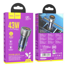 Car charger Hoco NZ8 43W USB-A / Type-C PD25W+QC3.0 blue