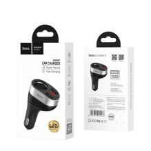 Car charger Hoco Z29 with 2 USB connections (3.1A) with LED screen black