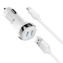 Car charger Hoco Z40 Superior Dual Port + Type-C white