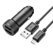 Car charger Hoco Z49 2xUSB-A + MicroUSB black