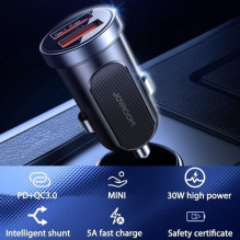 Automobilinis įkroviklis Joyroom C-A09 2xUSB (SCP, PD, AFC) 3.0 30W juodas