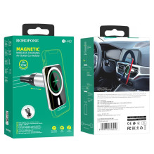 Automobilinis laikiklis-įkroviklis Borofone BH43 Xperience Magsafe 15W magnetinis, juodas