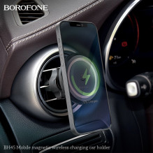 Automobilinis laikiklis-įkroviklis Borofone BH45 Magsafe 15W magnetinis, juodas