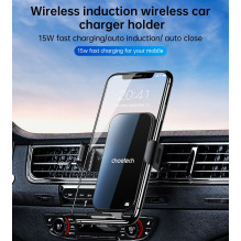 Automobilinis laikiklis-įkroviklis Choetech 15W Electric Car Wireless Charger With Magnetic Head T201-F juodas