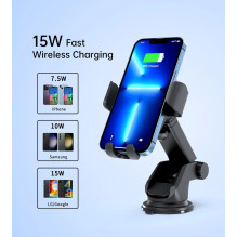 Automobilinis laikiklis-įkroviklis Choetech T203-F 15W Gravity Car Charger Holder juodas